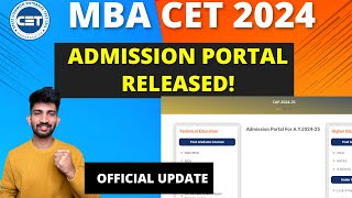 MBA CET Admission Portal Released 2024  MBA CET Admission Portal Updated [upl. by Yrgoerg]