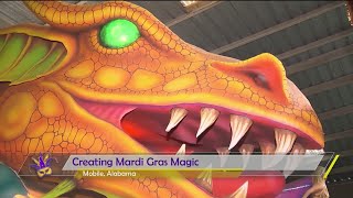 quotMardi Gras is my lifequot Local Mobile artist prepares parade floats [upl. by Naicul]