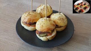 Mini pain burger apéritif  APERITIF DINATOIRE  LA BOITE A RECETTES [upl. by Bonnette]