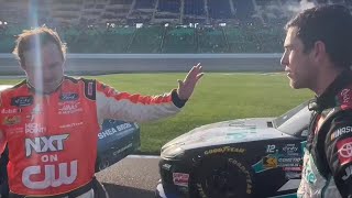 Chandler Smith amp Cole Custer Have PostRace Discussion After LateRace Battle at Kansas [upl. by Akinihs]