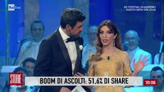 Sanremo 2018 volano gli ascolti per la 3 serata i più alti dal 1999  Storie Italiane 09022018 [upl. by Eelyrehc]