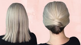 EASY chignon on short to medium length hair  thin fine hair [upl. by Haleeuqa541]