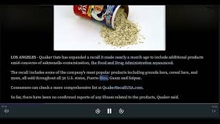 Quaker Oats product recall [upl. by Oznohpla259]