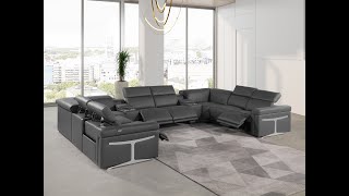 DivanItalia 1126 Cognac 10Piece Italian Leather Sectional with 4 Power Reclining Seats AI Video [upl. by Joachima]