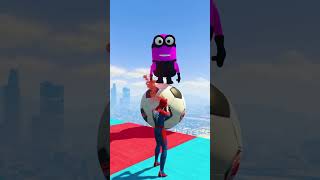 GTA 5 SPIDERMAN MINION MOTORCYCLE AND WATER SLIDE RAGDOLL 29 gta spiderman minions [upl. by Porche]