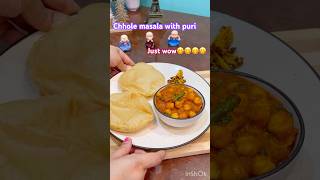 Chole masala and puri recipe😋Tasty food recipes at home chanamasalashortsviralyoutubeshorts [upl. by Drawets398]