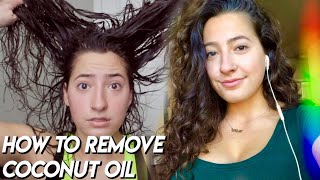 THE BEST WAY TO REMOVE COCONUT OIL FROM HAIR  life changing tbh [upl. by Ashwell]