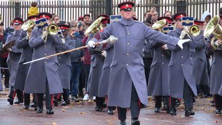 British Army band Tidworth March to Buckingham Palace  FIRST DAY IN GREATCOATS [upl. by Kcirtapnaes]