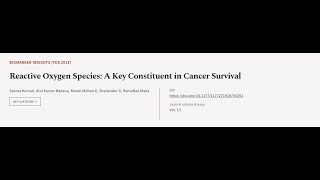 Reactive Oxygen Species A Key Constituent in Cancer Survival  RTCLTV [upl. by Canotas]