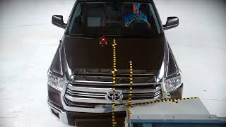 2016 Toyota Tundra crew cab moderate overlap IIHS crash test prob3 [upl. by Airreis]