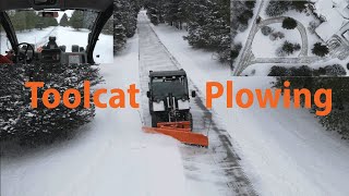 ✅ Toolcat Snow Plowing Large Concrete Driveway with 8ft Angle Plow  TMG SP240 Hydraulic Angle Plow [upl. by Rafi547]