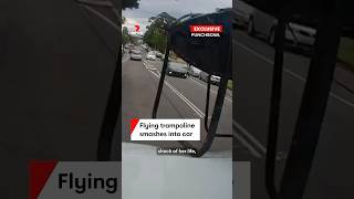 Flying trampoline hits car in Punchbowl Sydney [upl. by Lavud]