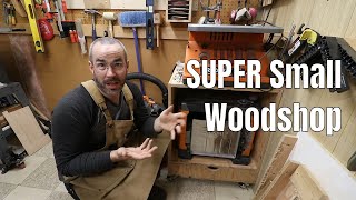 SUPER Small Woodworking Shop Tour Small shop organization [upl. by Sherr674]