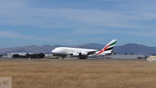 Emirates A380842 windy day arrival at Christchurch Airport 1 March 2024 UAE412  A6EUS [upl. by Essilrahc]