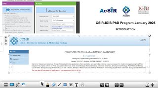 AcSIR PhD January 2025 Application Form Open 📢 CSIR IGIB amp CCMB PhD January 2025 Admission Notice 📢 [upl. by Dodd]