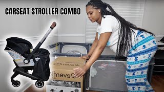 Unboxing Evenflo Shyft Dualride Gold Onyx Car Seat Stroller Combo [upl. by Tesler]