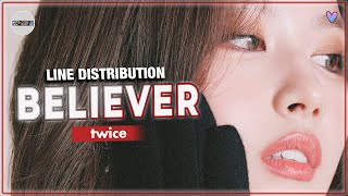 TWICE  BELIEVER Line Distribution [upl. by Burtis572]