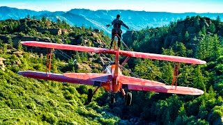 Wing Walker Jumps from Airplane  Wing Walking Stunts in 4K [upl. by Lairbag]