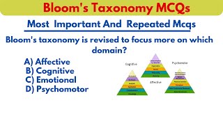 Blooms Taxonomy MCQs  Cognitive Affective Psychomotor Domains FPSC Pedagogy Mcqs [upl. by Neetsirhc]