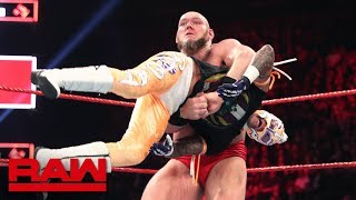 Lars Sullivan obliterates Rey Mysterio Raw April 15 2019 [upl. by Ahsiuqel]