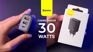 CARREGADOR RÁPIDO para IPHONE e ANDROID  Baseus 30WQuick Charge [upl. by Osterhus]