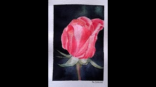 Come dipingere una ROSA ROSSA su SFONDO NERO ad acquerello [upl. by Corinne]