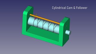 FreeCAD Tutorial Assembly 4  Cylindrical Cam and Follower Mechanism amp Animation Assembly4 [upl. by Dulla]