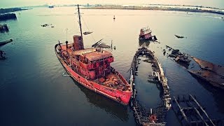 Arthur Kill Ship Graveyard  abandoned  Drone View  Staten Island NY  Blade Chroma 1080p [upl. by Besse368]