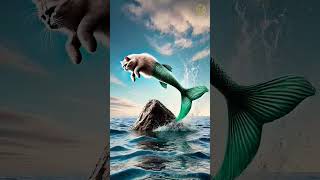 Mermaid cat save loin animals cartoon animation cat catvideos viralvideo [upl. by Owades877]