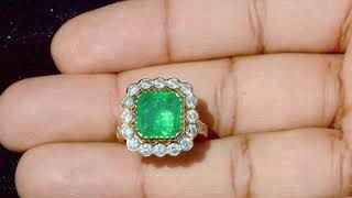 GIA Square Emerald Diamond Halo Raised Ring [upl. by Drisko]