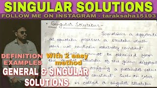 SINGULAR SOLUTION DIFFERENTIAL EQUATION IN HINDI 🔥 [upl. by Ronica]