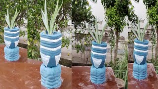 How To Make Cement Plant Pot From Scrap Plastic Bottles  DIY Cement Project [upl. by Prima]