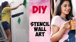 DIY Fun Stencil Wall Art  KanihaShyam [upl. by Trebleda617]