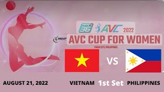 PHILIPPINES VS VIETNAM  1ST SET  AVC CUP WOMEN’S VOLLEYBALL  AUGUST 21 2022 [upl. by Jobey242]