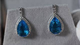 Teardrop diamond earrings Blue diamond earrings Aquamarine blue pear cut diamond earrings [upl. by Englis]