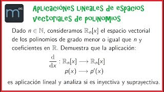 Cuestión sobre aplicaciones lineales de polinomios derivadas de polinomios [upl. by Pamelina]