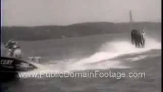 Water Skiing Elephant on the Hudson River Archival Footage PublicDomainFootagecom [upl. by Obed785]