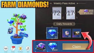 HOW TO FARM FREE MLBB DIAMONDS AND CLAIM A FREE WEEKLY DIAMONDS PASS [upl. by Nikkie]