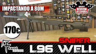 ¡ 80 METROS con un sniper de 170€  L96 SAIGO WELL REVIEW  TEST SHOT  Airsoft Review en Español [upl. by Acinoryt262]