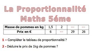 Maths 5ème  La proportionnalité Exercice 19 [upl. by Anaihr578]