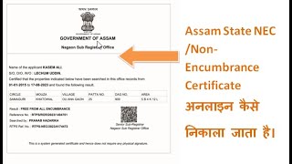 Non Encumbrance Certificate Online Kaise Kare Assam [upl. by Imena]