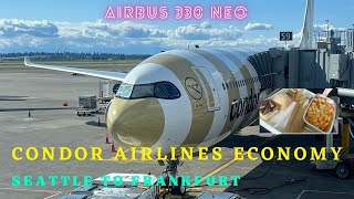 Condor Airline Economy Seattle to Frankfurt SEAFRA Airbus A330 Neo [upl. by Mcdade]