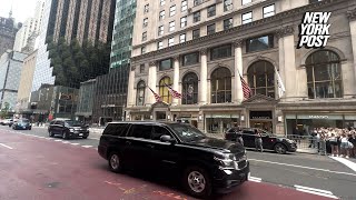 Exprez’s motorcade leaves Trump tower as he’s expected to buy food and drinks for entire bar [upl. by Naves]