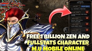 Free 1 Billion Zen And Full Stats Character na MU Online Mobile  MU DinHox Mobile [upl. by Anoik]