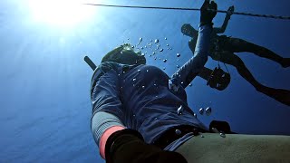 36 Freediving in Gozo In front of Billingshurst Cave – Relaxing at depth with friends 2024 [upl. by Auqinat381]