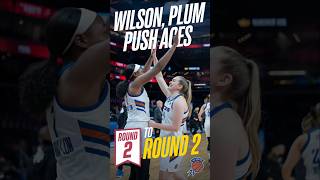 quotAja Wilson and Kelsey Plum Lead Aces to Round 2 of WNBA Playoffsquotnba sports nbaplayer shorts [upl. by Ecnerrot]