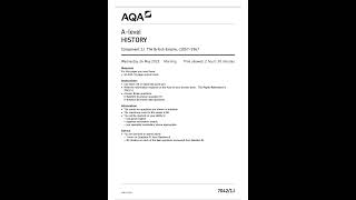 AQA A LEVEL HISTORY 74021J COMPONENT 1J BRITISH EMPIRE C1857 1967 VERSION 1 0 FINAL QUESTION PAPERS [upl. by Brittni]