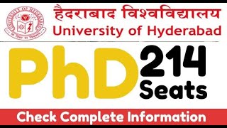 University of Hyderabad🔴 PhD Admission 202425🔥 Seats 214 via CSIRUGC NET Score universitynews [upl. by Austine]