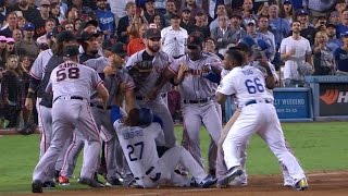 SFLAD Puig Bumgarner argue benches clear [upl. by Nnaegroeg189]