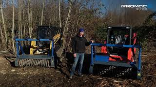 Our high and standard flow skid steer mulchers in some side by side action Promac HSM 60 vs HSL 60 [upl. by Bodwell962]